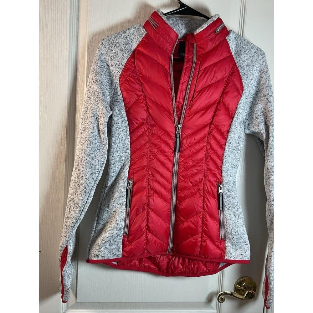 Xersion Women Jacket Size S Red Gray Zip Up Polyester Outerwear Pre-owned